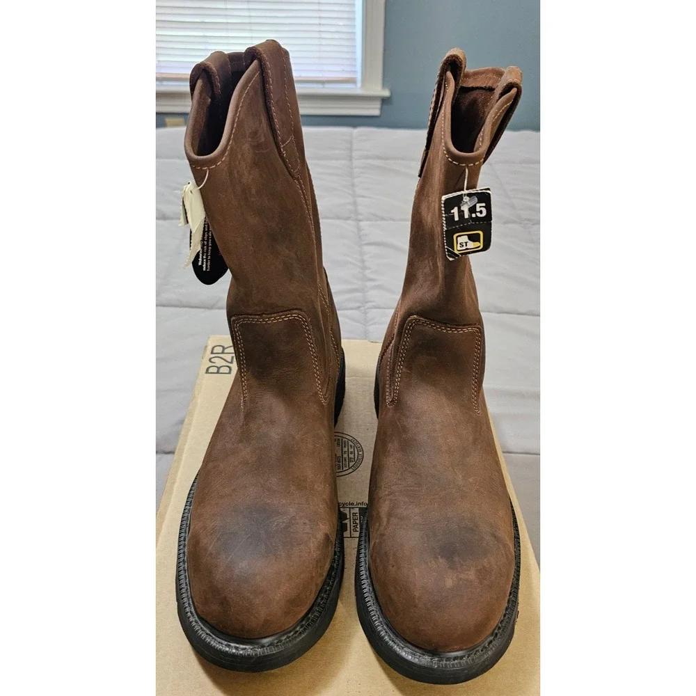 Wolverine® (Men's 11.5 M) EH SR Steel-Toe Wellington Work Boots in Brown - $190